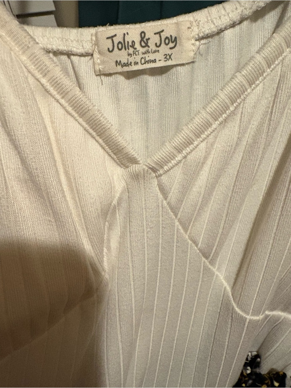 Jolie & Joy Ribbed Ivory Top